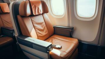 seat business class in the airplane Ai Generative photo