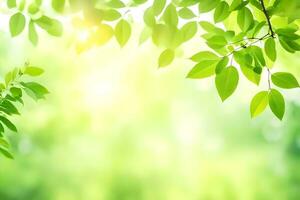 green leaves on a sunny day. AI-Generated photo