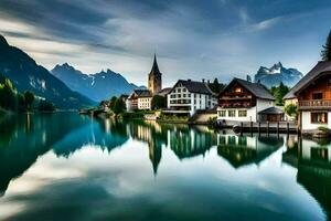 the beautiful village of hallstatt, austria. AI-Generated photo