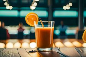 orange juice with orange slice on table. AI-Generated photo