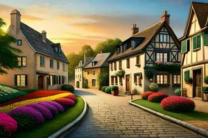 wall art - photograph - colorful houses in the village by jimmy k. AI-Generated photo