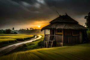 el Dom sube terminado un arroz campo en bali generado por ai foto