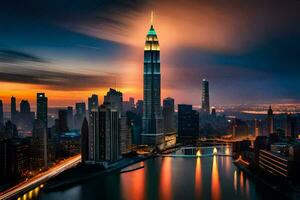 the kuala Lumpur skyline at dusk. AI-Generated photo