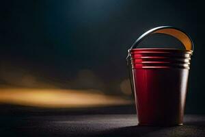 a red bucket with a handle on it. AI-Generated photo