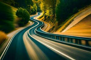 a blurry image of a winding road. AI-Generated photo