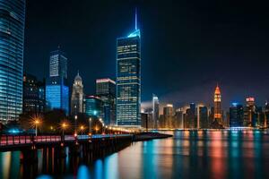 the city skyline at night in china. AI-Generated photo