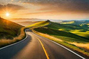 el la carretera a el futuro. generado por ai foto