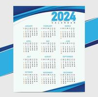 New year  stylish vector 2024 blue annual planner calendar template.