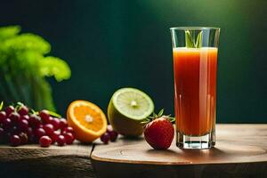 a glass of juice with fruit and vegetables. AI-Generated photo