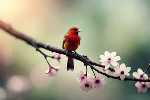 foto fondo de pantalla el sol, pájaro, flores, el árbol, el pájaro, el pájaro, el. generado por ai
