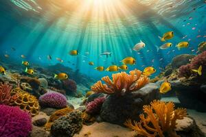 coral reef with fish and corals. AI-Generated photo