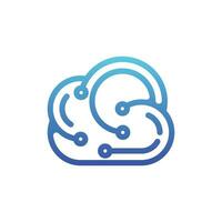 Cloud Tech Line Modern Simple Logo Design Template, Suitable for your design and etc vector