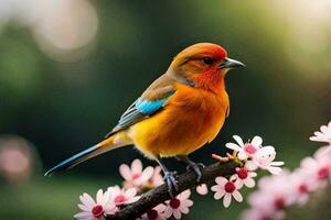 foto fondo de pantalla pájaro, el flores, el pájaro, el flores, el pájaro, el flores. generado por ai