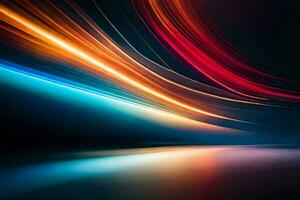 a colorful abstract image of a light trail. AI-Generated photo