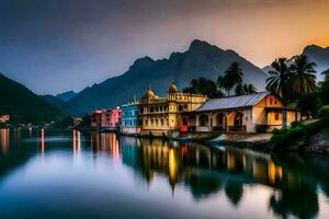 el hermosa lago en India. generado por ai foto