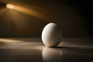 an egg on a table with a spotlight. AI-Generated photo