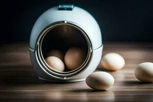 an egg cooker with eggs inside. AI-Generated photo