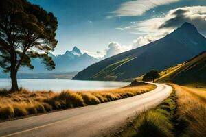 the road to mount cook. AI-Generated photo