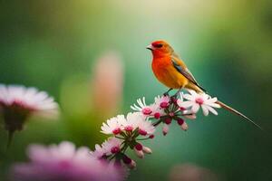 foto fondo de pantalla el cielo, flores, pájaro, pájaro, pájaro, pájaro, pájaro, pájaro,. generado por ai