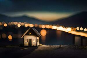 photo wallpaper the sky, night, house, lights, the lights, the lights, the lights. AI-Generated