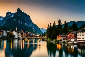 the beautiful town of lauterbrunnen, switzerland. AI-Generated photo