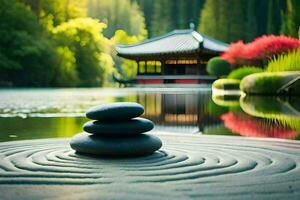 zen garden, japanese garden, zen garden, zen garden, zen garden. AI-Generated photo