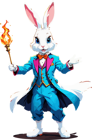 magicien lapin dessin animé mascotte ai génératif png
