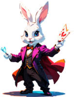 Magician Bunny Cartoon Character AI Generative png