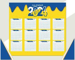 Free vector blue 2024 annual planner calendar template schedule events or tasks .