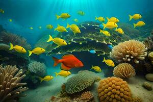 un coral arrecife con muchos pescado y corales generado por ai foto