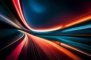 abstract image of a car driving on a highway at night. AI-Generated photo