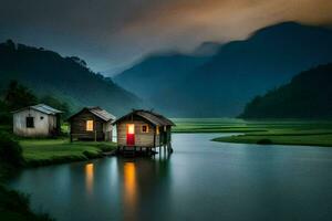 the house on the water. AI-Generated photo