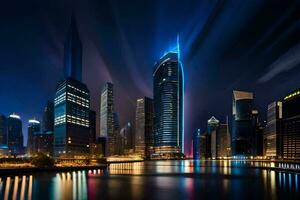 the city skyline at night in dubai. AI-Generated photo