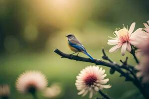 foto fondo de pantalla el sol, flores, pájaro, naturaleza, el pájaro, el pájaro, el pájaro. generado por ai