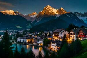 el pueblo de alpbach, Suiza. generado por ai foto