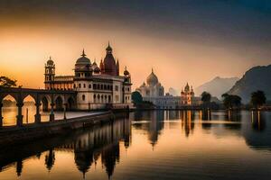 el hermosa ciudad de Delhi a amanecer. generado por ai foto