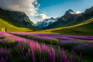 the lavender fields of the atacama desert. AI-Generated photo