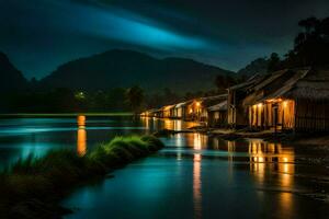 photo wallpaper the sky, night, the water, the mountains, the mountains, the water,. AI-Generated