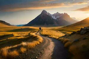 el la carretera a el montañas. generado por ai foto