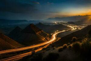 el la carretera a el pirámides generado por ai foto