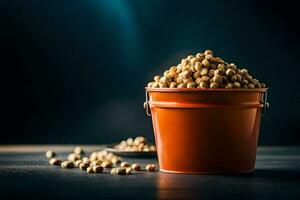 soybeans in a bucket. AI-Generated photo