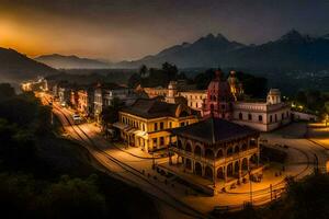 el pueblo de kathmandu a oscuridad. generado por ai foto