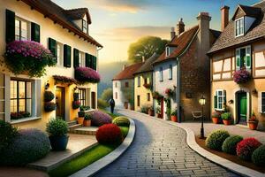 wall art - photograph - village street by james kennedy. AI-Generated photo