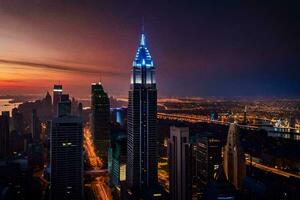 el ciudad horizonte a puesta de sol en kuala lumpur, Malasia. generado por ai foto