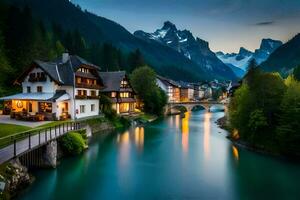 the beautiful alps at dusk. AI-Generated photo