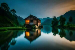el casa en el lago, Vietnam. generado por ai foto