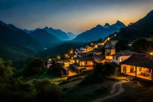 a village in the mountains at dusk. AI-Generated photo