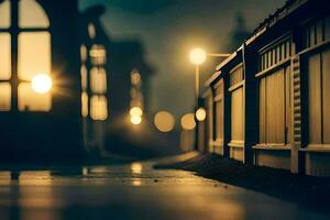photo wallpaper the night, rain, street, buildings, lights, the city. AI-Generated