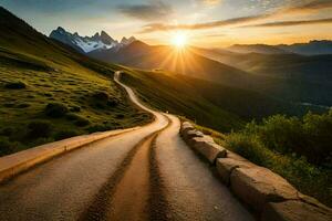 el la carretera a el montañas. generado por ai foto