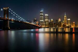 el chicago horizonte a noche. generado por ai foto